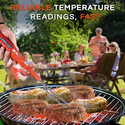 Digital Meat Thermometer Fork for Grilling & BBQ with Ready Alarm, Pro Temp Points for Quick Accurate Temperature on Steak, Pork, Chicken & Hot Grilled Food on Patio or Outside Kitchen