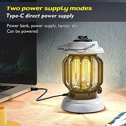 PINSAI LED Camping Lantern,Rechargeable Retro Metal Camping Light,Battery Powered Hanging Knob Dimmable Candle Lamp ,Portable Waterpoor Outdoor Tent Bulb, Emergency Lighting for Power Failure,Outages
