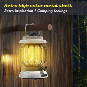 PINSAI LED Camping Lantern,Rechargeable Retro Metal Camping Light,Battery Powered Hanging Knob Dimmable Candle Lamp ,Portable Waterpoor Outdoor Tent Bulb, Emergency Lighting for Power Failure,Outages