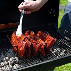 MOUNTAIN GRILLERS Rib Racks for Smoking, Gas Smoker, Charcoal Grill, Sturdy & Non Stick Standing roasting rack for Gas Grill, BBQ Grill, Holds 4 Baby Back Ribs, Grilling & pit boss accessories for men