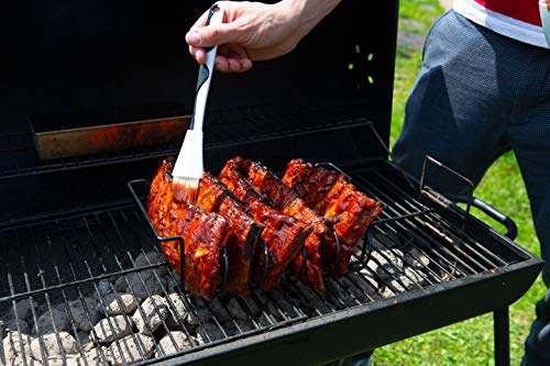 MOUNTAIN GRILLERS Rib Racks for Smoking, Gas Smoker, Charcoal Grill, Sturdy & Non Stick Standing roasting rack for Gas Grill, BBQ Grill, Holds 4 Baby Back Ribs, Grilling & pit boss accessories for men