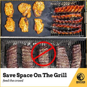 MOUNTAIN GRILLERS Rib Racks for Smoking, Gas Smoker, Charcoal Grill, Sturdy & Non Stick Standing roasting rack for Gas Grill, BBQ Grill, Holds 4 Baby Back Ribs, Grilling & pit boss accessories for men