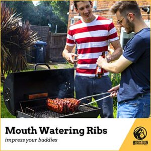 MOUNTAIN GRILLERS Rib Racks for Smoking, Gas Smoker, Charcoal Grill, Sturdy & Non Stick Standing roasting rack for Gas Grill, BBQ Grill, Holds 4 Baby Back Ribs, Grilling & pit boss accessories for men