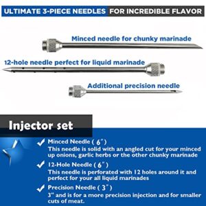 4 oz Stainless Steel Commercial Grade Meat Marinade Flavor Injector Kit 1/2 Cup Capacity Seasoning Injector with 3 Professional Marinade Needles