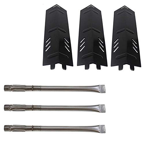 Adviace Grill Replacement Parts for Backyard Grill BY13-101-001-11 BY14-101-001-01 GBC1429W, 3 Pack Heat Plate Shields & Burner Tubes Repair Kit for Uniflame GBC1329WRS-U Grill