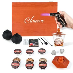 Cocktail Smoker Kit with Torch, Bourbon Smoker Infuser Kit Six Flavors Wood Chips, Old Fashioned Drink Smoker Kit for Whiskey, Cocktail, Meat, Cheese, Gift for Men, Dad, Husband (Without Butane)