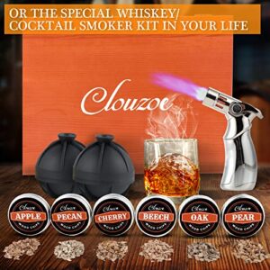 Cocktail Smoker Kit with Torch, Bourbon Smoker Infuser Kit Six Flavors Wood Chips, Old Fashioned Drink Smoker Kit for Whiskey, Cocktail, Meat, Cheese, Gift for Men, Dad, Husband (Without Butane)