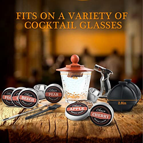 Cocktail Smoker Kit with Torch, Bourbon Smoker Infuser Kit Six Flavors Wood Chips, Old Fashioned Drink Smoker Kit for Whiskey, Cocktail, Meat, Cheese, Gift for Men, Dad, Husband (Without Butane)