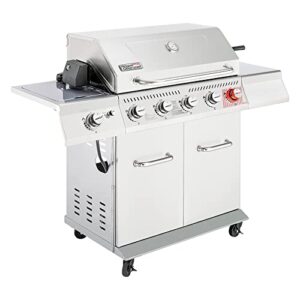 royal gourmet 5-burner propane gas grill with side burner, stainless steel barbeque grills, silver, ga5404s
