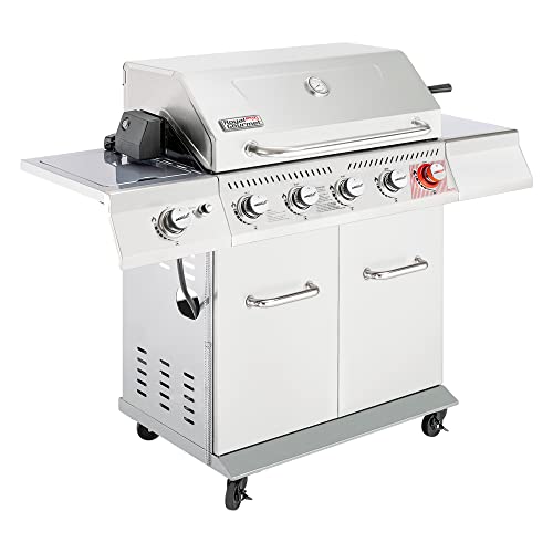 Royal Gourmet 5-Burner Propane Gas Grill with Side Burner, Stainless Steel Barbeque Grills, Silver, GA5404S