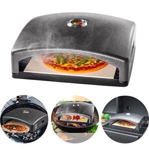 outdoor pizza oven with 12'' pizza stone,pizza oven for gas grill charcoal grill,grill pizza oven for outdoor grill outdoor kitchen bbq picnics (15.7''x13.8''x 5.5'')