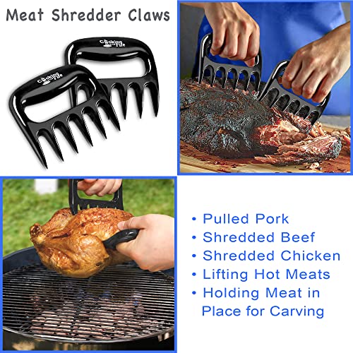 8 Piece Ultimate Smoker & BBQ Tool Set - Non-Stick Grill Mats, Grilling Gloves, Meat Shredder Claws, Basting Brush, and Tongs with Reusable Travel & Storage Case