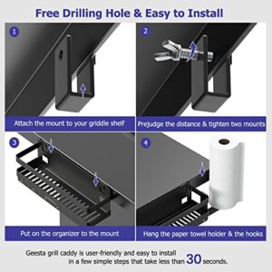 Geesta Upgraded Griddle Caddy for 28"/36" Blackstone Griddles, Grill Caddy Space Saving BBQ Accessories Storage Box with Paper Towel Holder, Blackstone Griddle Accessories for Outdoor Grill