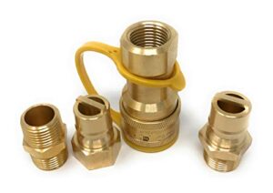 1/2" qdd lp gas quick connect/disconnect connector kit [18654] solid brass dust cover 1/2" npt male x qc insert,1/2" npt female x qcc insert male nipple 1/2" npt natural gas propane fitting connector