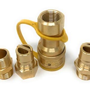 1/2" QDD LP Gas Quick Connect/Disconnect Connector Kit [18654] Solid Brass Dust cover 1/2" NPT Male x QC insert,1/2" NPT Female x QCC Insert Male Nipple 1/2" NPT Natural Gas Propane Fitting Connector