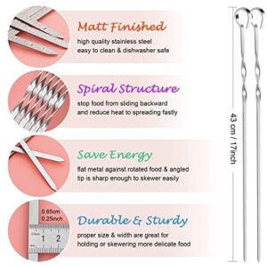 Metal Skewers For Kabobs - 17 inch BBQ Skewers For Grilling, 24 Pack Shish Kabob Skewers, Flat Stainless Steel Barbecue Skewers Grill Stick Set for Grilling Meat, Chicken, Shrimp, Fruit, Vegetables