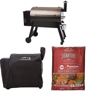 traeger grills pro series 34 pellet grill with cover and 2 bags of signature pellets