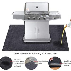 Under Grill Mat,Grilling Gear for Gas and Electric Grill, Absorbent Fabric Material, Washable,Reusable Floor Mat to Protect Decks and Patios from Grease Splatter (F:36inches x 54inches)