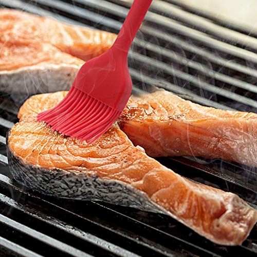 KUFUNG Silicon Basting Brushes, Heat Resistant Pastry Brushes, Spread Oil Butter Sauce Marinades for BBQ Grill Barbeque & Kitchen Baking, Cooking (M, Cherry Red)