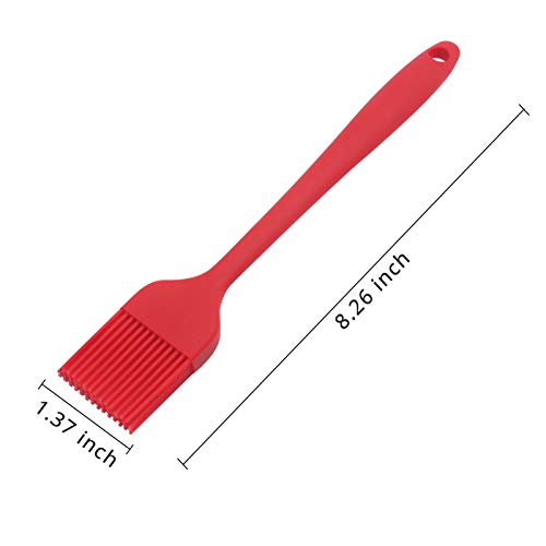 KUFUNG Silicon Basting Brushes, Heat Resistant Pastry Brushes, Spread Oil Butter Sauce Marinades for BBQ Grill Barbeque & Kitchen Baking, Cooking (M, Cherry Red)