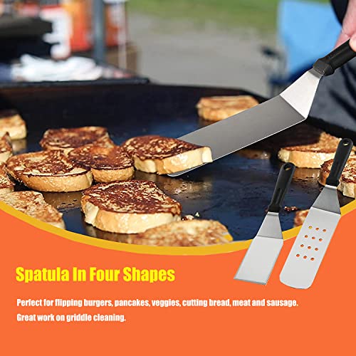 Griddle Accessories, Flat Top Grill Accessories kit for Camp Chef, Professional BBQ Accessories with Spatula, Carry Bag, Scraper for Outdoor BBQ Teppanyaki Grill Tools