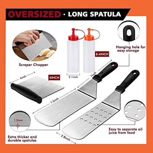 Griddle Accessories, Flat Top Grill Accessories kit for Camp Chef, Professional BBQ Accessories with Spatula, Carry Bag, Scraper for Outdoor BBQ Teppanyaki Grill Tools