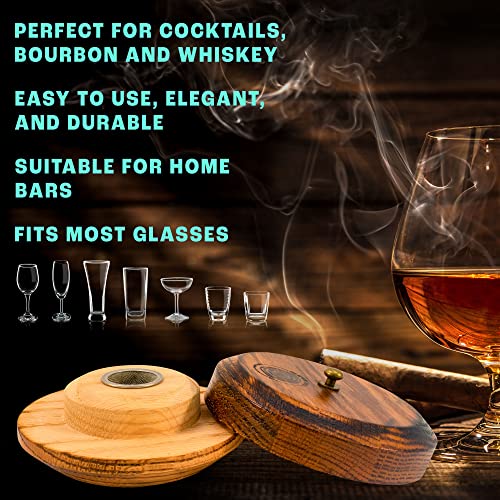 Cocktail Smoker Kit - Wooden Box Premium Drink Smoker whit 4 Flavours Wood Chips and Torch. Old Fashioned Smoker Kit. Whiskey - Bourbon Lover Best Gift (No Butane)