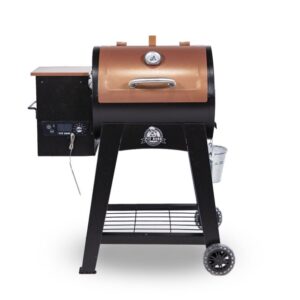lexington 540 square inch wood pellet grill with a meat probe and a flame broiler (38.70 x 24.00 x 42.50 inches, bronze)
