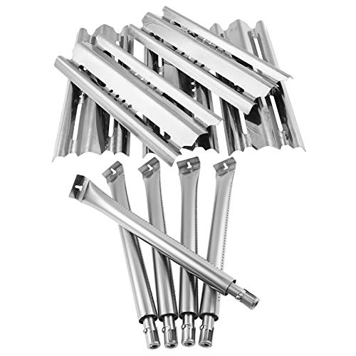 BBQration Stainless Steel Replacement Kit for Broil King 9635-84, 5-Pack 15 7/8" Heat Plates Shield and 15 13/16" Tube-in-Tube Burner Replacement for Broil King Baron 9615-54, 9235-27 and More