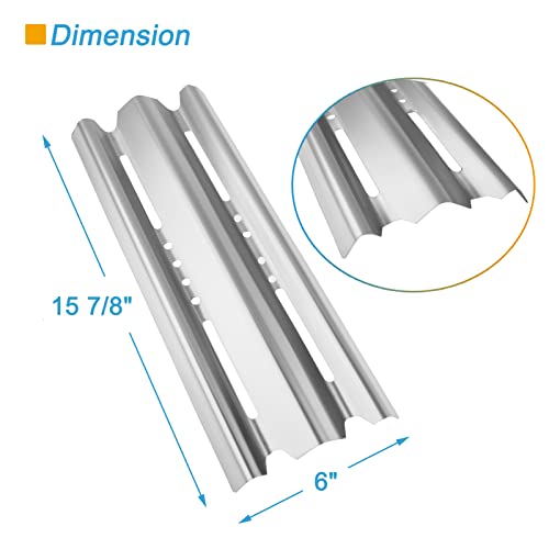 BBQration Stainless Steel Replacement Kit for Broil King 9635-84, 5-Pack 15 7/8" Heat Plates Shield and 15 13/16" Tube-in-Tube Burner Replacement for Broil King Baron 9615-54, 9235-27 and More