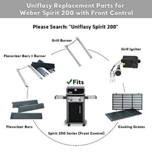 Uniflasy 7635 Flavorizer Bars and 69785 Grill Burner Tubes for Weber Spirit I & II 200 with Front Control, Spirit E210, E220, S210, S220, for Weber 15.3 Inch 7635 Flavor Bars and 69785 Burner Pipe