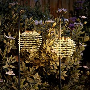 86 LEDs Solar Lights Outdoor Hanging Lantern, JACKYLED Waterproof Apple-Shaped Solar Powered Dusk to Dawn Outdoor Decorative Lighting for Garden, Palm Trees, Sidewalk, Pathway (2 Pack)