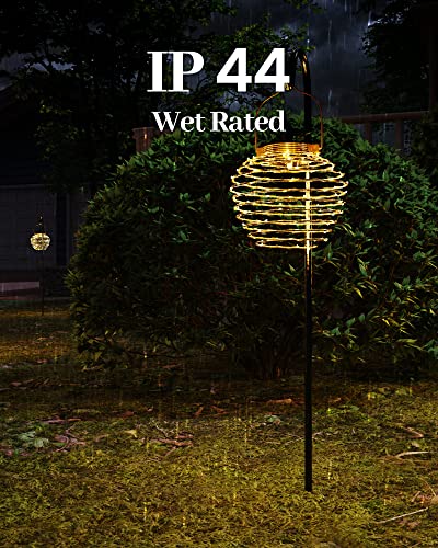 86 LEDs Solar Lights Outdoor Hanging Lantern, JACKYLED Waterproof Apple-Shaped Solar Powered Dusk to Dawn Outdoor Decorative Lighting for Garden, Palm Trees, Sidewalk, Pathway (2 Pack)