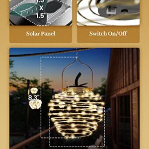 86 LEDs Solar Lights Outdoor Hanging Lantern, JACKYLED Waterproof Apple-Shaped Solar Powered Dusk to Dawn Outdoor Decorative Lighting for Garden, Palm Trees, Sidewalk, Pathway (2 Pack)