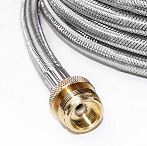 DOZYANT Propane Hose Adapter 1lb to 20lb Converter Replacement for Coleman Camp Stove, Buddy Heater to LP Cylinder POL Connection，Steel Braided 5 Feet