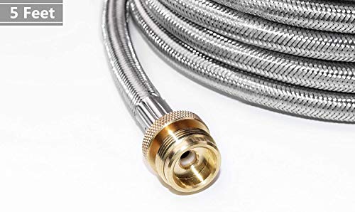 DOZYANT Propane Hose Adapter 1lb to 20lb Converter Replacement for Coleman Camp Stove, Buddy Heater to LP Cylinder POL Connection，Steel Braided 5 Feet
