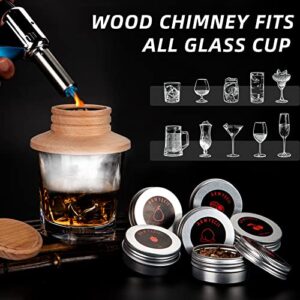 Cocktail Smoker Kit With Torch, Old-fashioned Whiskey Smoker Infuser Kit for Party, 6 Flavored for Cocktail, Whiskey, Bourbon Smoker Lover, Gifts for Birthday, Men, Dad, Husband (Without Butane)