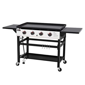 royal gourmet gb4002 4-burner flat top gas grill, 36-inch propane griddle restaurant grade professional barbecue teppanyaki cooking, for outdoor events, camping and bbq, black