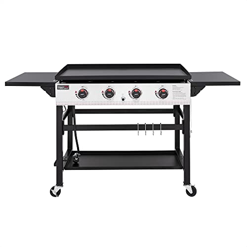 Royal Gourmet GB4002 4-Burner Flat Top Gas Grill, 36-Inch Propane Griddle Restaurant Grade Professional Barbecue Teppanyaki Cooking, For Outdoor Events, Camping and BBQ, Black