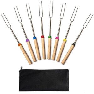 jtshy marshmallow roasting sticks,marshmallow sticks kit extending roaster 32 inch set of 8 telescoping stainless steel. smores skewers & hot dog forks kids camping campfire fire pit accessories.