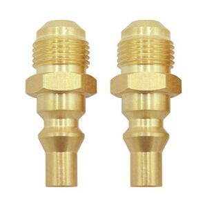 mcampas new propane/natural gas 1/4 inch quick connect fitting-full flow1/4 quick plug x 3/8" male flare for connecting gas appliance,heater,grill fire pit, rv quick connect.(solid brass, 2 piece)
