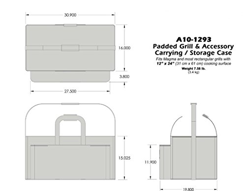 Magma Products, Padded Carrying/Storage Case for Grills with 9x18 inch Cooking Grate Size, A10-992, Black, One Size