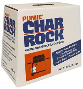 pumie pr-6 char rocks | creates more even heat distribution | reduces flare ups | 6 pound box of pumie char rocks