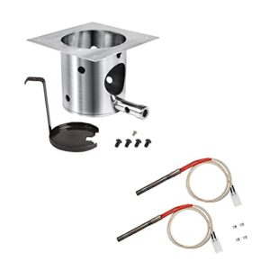qulimetal 2 sets of durable hot rod ignitor and sus304 fire burn pot for traeger pellet grills