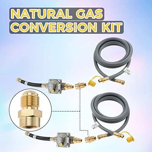 710-0003 Natural Gas Conversion Kit, Hose and Regulator, 10 Feet 1/2 Inch ID Natural Gas Hose with Quick Connect Fittings Compatible with Kitchen-aid, Convert Propane to Natural Gas