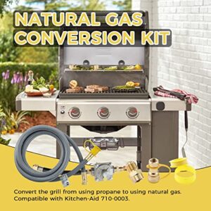 710-0003 Natural Gas Conversion Kit, Hose and Regulator, 10 Feet 1/2 Inch ID Natural Gas Hose with Quick Connect Fittings Compatible with Kitchen-aid, Convert Propane to Natural Gas