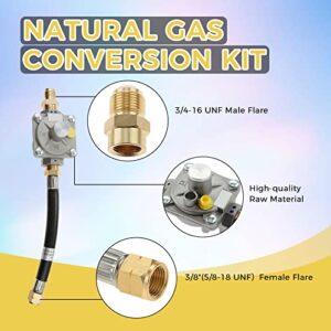 710-0003 Natural Gas Conversion Kit, Hose and Regulator, 10 Feet 1/2 Inch ID Natural Gas Hose with Quick Connect Fittings Compatible with Kitchen-aid, Convert Propane to Natural Gas