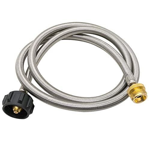 Hooshing 5FT Propane Hose Adapter 1lb to 20lb Converts 1lb Bulk Portable Appliances to 5-40lb Tanks Fit for Coleman Camping Stove, Blackstone Griddle, Weber Q Grill, Buddy Heater, Smoker