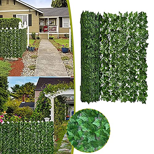 LoyisViDion Artificial Ivy Telescopic Privacy Fence Screen, 19.7x19.7in Artificial Hedges Fence and Faux Ivy Vine Leaf Decoration for Outdoor Decor, Garden (19.7x19.7in)