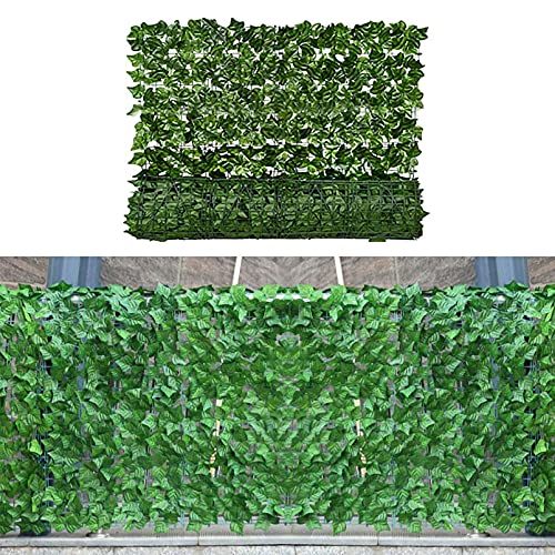 LoyisViDion Artificial Ivy Telescopic Privacy Fence Screen, 19.7x19.7in Artificial Hedges Fence and Faux Ivy Vine Leaf Decoration for Outdoor Decor, Garden (19.7x19.7in)